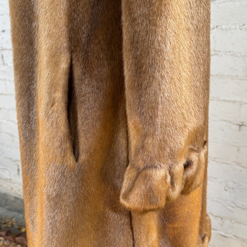 VINTAGE Jones New York Faux Fur Mink Coat Ruffle Trim Size S - Picture 9 of 16